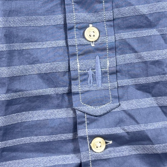 NWT Johnnie-O Size Medium Marlin Navy Stripe Short Sleeve Button Front Shirt - Picture 6 of 11